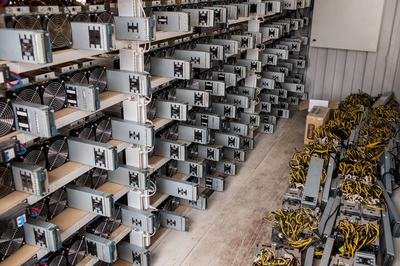 A large-scale mining farm powered by solar panels.